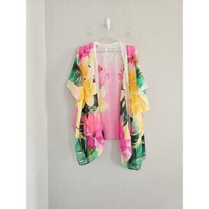 💘 Pick 3 For $15 Pink Floral Lace Trim Kimono New